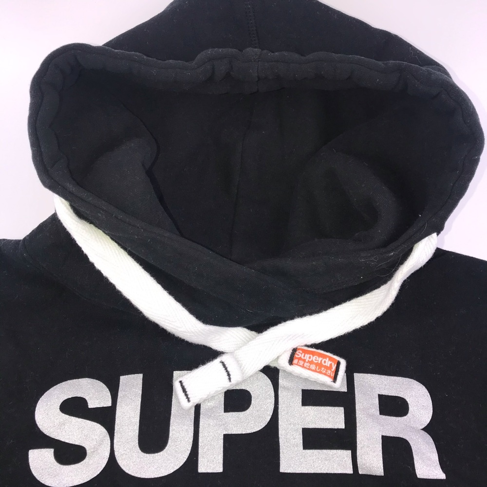 WMNS SUPERDRY (Cropped) LARGE HOODIE (BLACK)